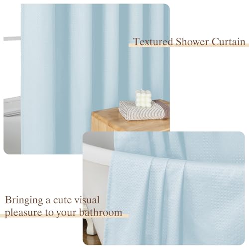 Aiyufeng Ice Blue Shower Curtains for Bathroom，Dot Like Embossed Textured Waterproof Soft Polyester Cloth Shower Curtain，Hotel Spa Machine Washable，72Wx72L - color: Ice Blue, size: 72"W x 72"L (Pack of 1)