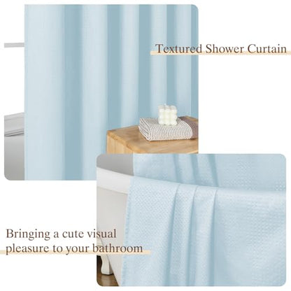 Aiyufeng Ice Blue Shower Curtains for Bathroom，Dot Like Embossed Textured Waterproof Soft Polyester Cloth Shower Curtain，Hotel Spa Machine Washable，72Wx72L - color: Ice Blue, size: 72"W x 72"L (Pack of 1)