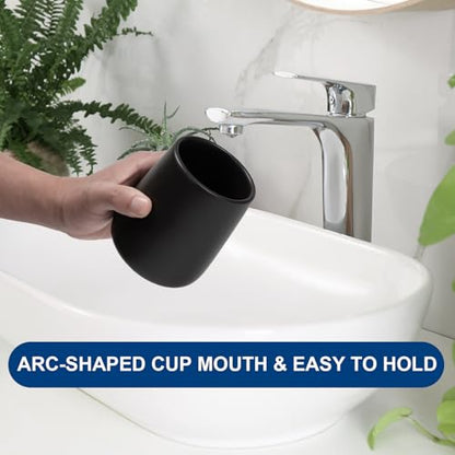 Bathroom Tumbler Cup Ceramic 2Pcs 13.5oz Reusable Toothbrush Cup 400ml, Toothbrush Holder Adequate for Your Bathroom (Black Brown) - color: Blackbrown, size: 2pcs