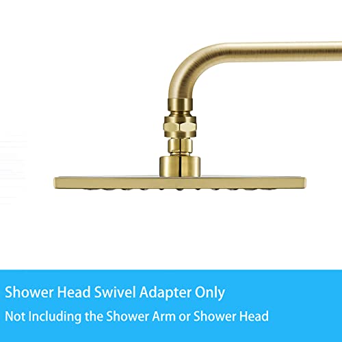 Brushed Gold Shower Head Adapter, Biveah Brass Shower Arm Swivel Joint Connector G1/2" for Shower Head, KSB016BG - color: Brushed Gold