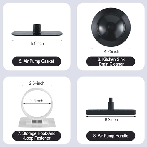 High Pressure Air Drain Blaster, Drain Plunger Equipped with 360° Rotating Elbow/Base High-Pressure Air Plunger Kit for Unclogging Toilets/Sinks/Bathtubs/Floor Drains