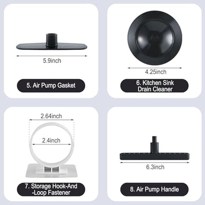 High Pressure Air Drain Blaster, Drain Plunger Equipped with 360° Rotating Elbow/Base High-Pressure Air Plunger Kit for Unclogging Toilets/Sinks/Bathtubs/Floor Drains