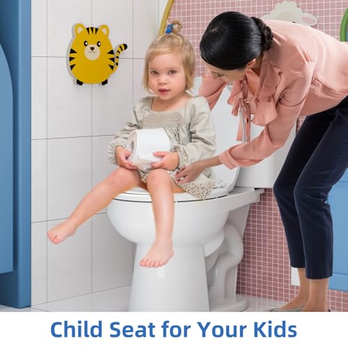 Toilet Seat, Round Toilet Seat With Toddler Seat, Quick-Release Structure Toilet Seat, Quick-Attach Hardware & Full Flat With Grip-Tight Bumpers, Quiet-Close Seat, White 17 in - size: round