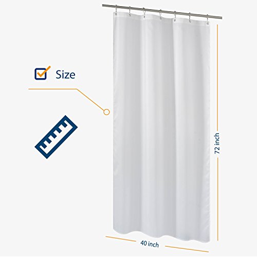 N&Y HOME Fabric Shower Curtain Liner 40 x 72 inches Bath Stall Size, White | Hotel Quality, Bottom Magnets, Machine Washable, Water Repellent, 40x72 Narrow Bathroom Curtain with Grommets - color: White, size: 40"W x 72"L (Pack of 1)