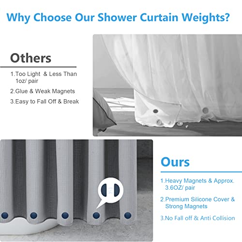 VANZAVANZU 5 Pairs Shower Curtain Weights, Silicone Wrapped Magnets, Heavy Duty Magnets Prevent Curtain Liner from Blowing, Rust-Free, Navy Blue - color: Dark Blue, size: 1.2"W x 1.2"L (Pack of 5)