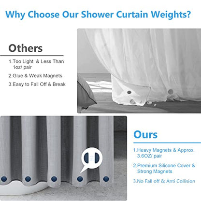 VANZAVANZU 5 Pairs Shower Curtain Weights, Silicone Wrapped Magnets, Heavy Duty Magnets Prevent Curtain Liner from Blowing, Rust-Free, Navy Blue - color: Dark Blue, size: 1.2"W x 1.2"L (Pack of 5)