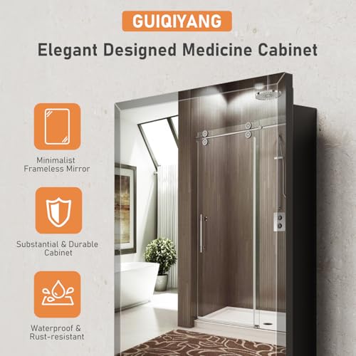 16X24 Inches Medicine Cabinet, Wall Mounted Bathroom Cabinet wirh Beveled Mirror, Recessed or Surface Medicine Cabinet with Storage - size: 16X24 IN