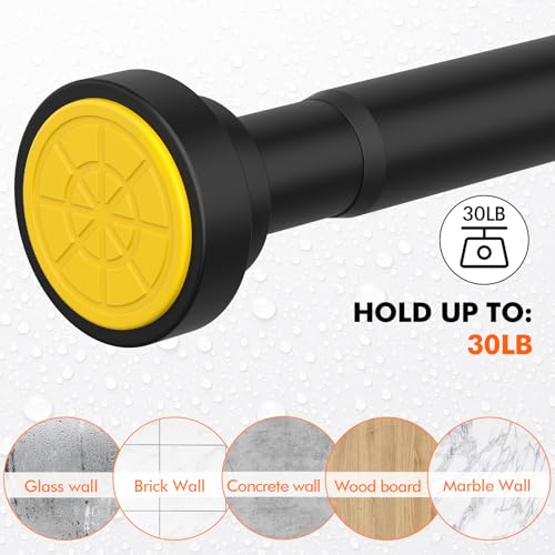 Shower Curtain Rod 31-80 in Adjustable Curtain Rod No Drilling Black Tension Shower Rod Stainless Steel for Bathroom Room Divider - color: Black, size: 31"-80"