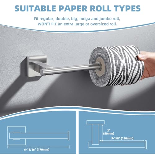 Suyar Bathroom Hardware Set Brushed Nickel, Bathroom Accessories 4 Pieces | Include Robe Hook, Toilet Paper Holder, Hand Towel Holder, Towel Bar, SUS304 Stainless Steel, Wall Mounted - color: Brushed Nickel