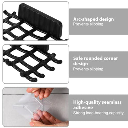 2 Pcs Shower Soap Holder for Wall, Adhesive Wall Mounted Soap Dish | Bar Soap Holder for Shower for Shower with Grid Design for Bathroom, Kitchen (Black)