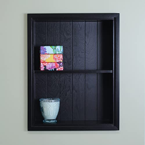 14x18 Sloane Recessed Wall Niche Medicine Cabinet Replacement, in The Wall Bathroom Cabinet Insert Shelf/Shelves, Made in North America, Real Wood, NO MDF, Black Beadboard Back - color: Black, size: 14x18