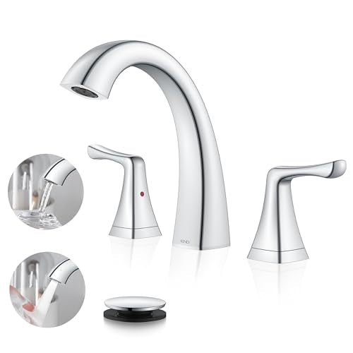 Bathroom Faucets for Sink 3 Hole, Chrome 8 Inch 2 Handle Widespread | Bathroom Vanity Faucet with Pop Up Drain & Supply Lines, Lead-Free cUPC & NSF Certified, 8 Inch Faucet for Vanity RV Sink - color: Chrome