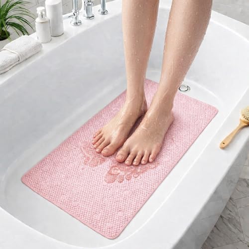 Bathtub Mat Non Slip, Bath Mat for Tub Non Slip, Tub Mat Extra Large 36 x 17 in, Bathtub Mat with Suction Cups & Drain Holes, Soft Foam, Machine Washable, Aqua Blue - color: Aqua Blue