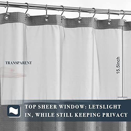 N&Y HOME Extra Long Waffle Shower Curtain with Snap-in Liner Gray, 71x84 | 12 Hooks & Snap on Fabric Liner, Washable, Mesh Window, Hotel Style, 84 inches Length Grey Shower Curtain Set for Bathroom - color: Grey, size: 71"W x 84"L (Pack of 1)
