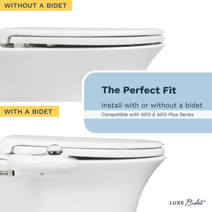 LUXE TS1008E Slow Close Elongated Comfort Fit Toilet Seat, White | with Slow Close, Quick Release Hinges, and Non-Slip Bumpers - size: Elongated