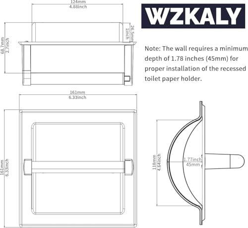 Recessed Toilet Paper Holder Wall Mount Brushed Nickel | 304 Stainless Steel Post Pivoting Design Easy to Change Roll, in Wall Toilet Paper Holder for Mega Roll for Bathroom - color: Brushed Nickel