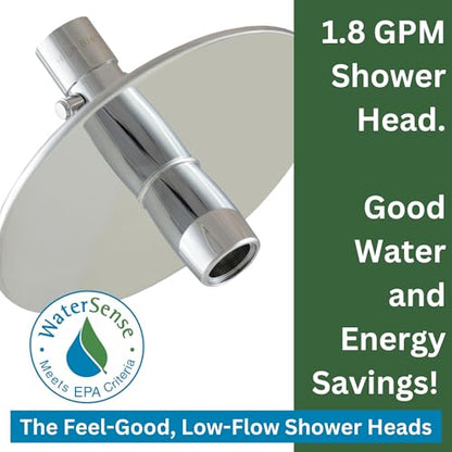 High Sierra® Solid Lead-Free Metal NEW Gen 3 'Reflections with Trickle Valve 1.8 GPM. High Efficiency Low flow Shower Head & Self-Heating 6” Fogless Mirror In One. Matte Black finish - color: Matte Black, size: 1.8 GPM