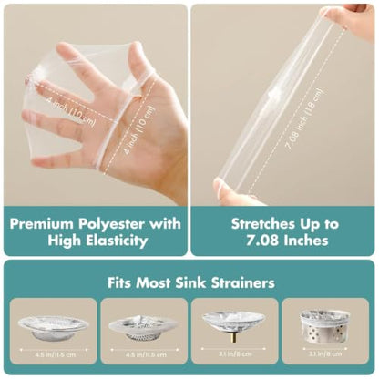 200 Pack Disposable Drain Covers for Sourdough, Kitchen Mesh Sink Strainer Bags, Anti-Clog Drain Catchers for Food Scraps, Coffee Grounds & Hair, Kitchen & Bathroom