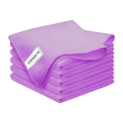 Premium Microfiber Cleaning Cloths, Ultra Absorbent Lint-Free Reusable Towels for Kitchen, Glass, Countertops, Stainless Steel & Household Cleaning, 400 GSM, 12" x 12" - color: Purple