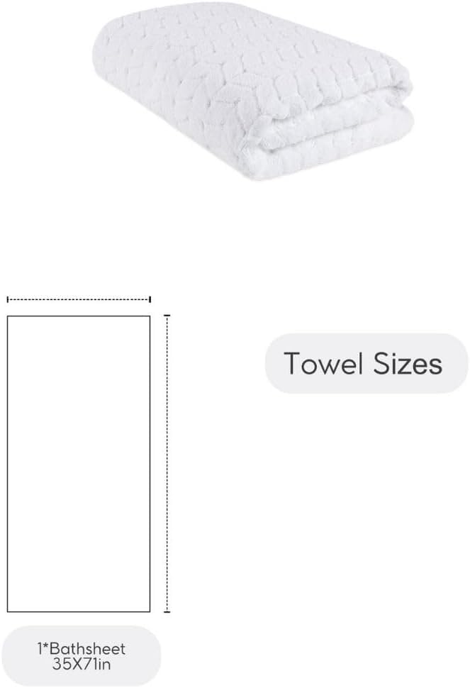 BAGNO MILANO Turkish Cotton Bath Towels, Hand Towels - Soft Plush Jacquard Collection - Highly Absorbent Towel Set (White, Bath Sheet 35x70) - color: White, size: Bath Sheet 35x70