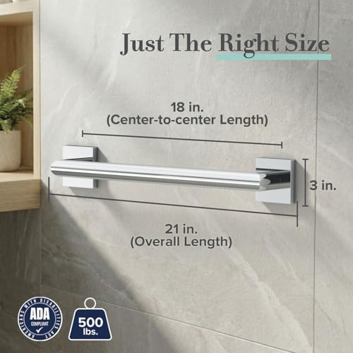 Gatco 661C Glam Too 18" L Grab Bar, Chrome/ADA Compliant Stainless Steel Safety Grab Bar for Bathroom - color: Chrome, size: 18 Inch