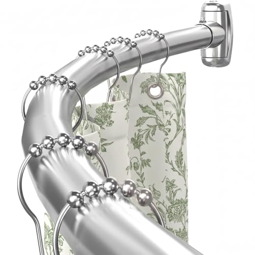 Curved Shower Curtain Rod for Bathroom, Curved Shower Rod Round, Stainless Steel Rust Proof, 43-72 Inches Adjustable,Silver