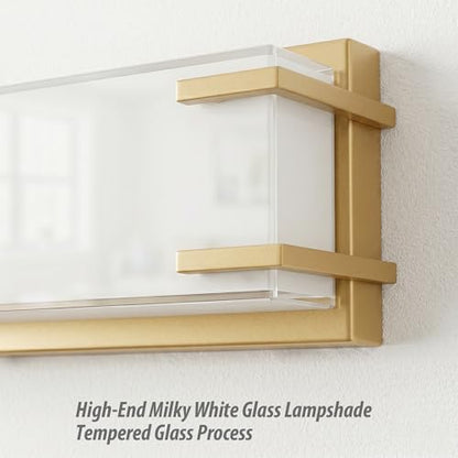 URSOLA LED Bathroom Light Fixtures Over Mirror 24.4” Vanity Light with Milky White Lampshade 4000K Daylight Gold Bath Bar (Gold) - color: Golden, size: 24inch