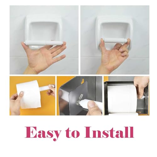 2 Pack White Toilet Paper Holder,Plastic Toilet Tissue Roll Holder Insert in Household Restaurant Toilet Replacement Roller Spring Loaded Rod - color: 2pcs-extended Version