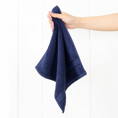 American Soft Linen Salem Washcloth Sets, 4 Piece Luxury 600 GSM 100% Cotton Washcloths for Bathroom, 13x13 inches Washrags Premium Quality Hand Face Towels, Navy Blue - color: Navy Blue, size: 13x13"