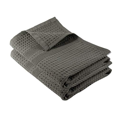 GILDEN TREE Waffle Hand Towels for Bathroom Quick Dry Towel Super Absorbent Thin 100% Cotton Lint Free, Hand Towels for Bathroom Set of 2, Classic Style (Stone) - color: Stone, size: Hand Towel (2 Pack)