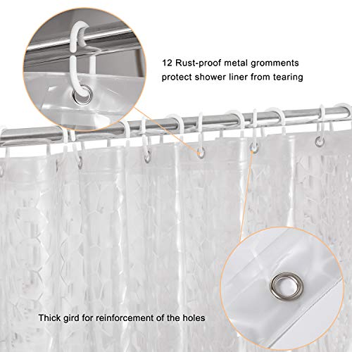WELTRXE Shower Curtain Liner 8G EVA with 3 Magnets, Waterproof Clear Shower Curtains with 3D Water Cube Design, Heavy Duty Plastic Bathroom Shower Liner for Shower Stall, Bathtubs, 72 x 72,12 Hooks - color: Clear-water Cube, size: 72"W x 72"L (Pack of 1)