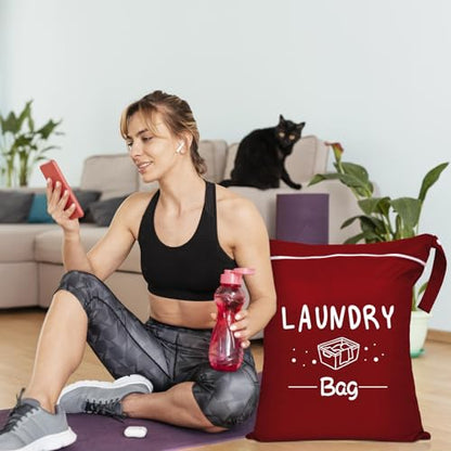 2 Pcs Large Travel Laundry Bags - Waterproof Wet Dry Bags for Gym Clothes, Swimming, Yoga (Wine+Navy) - color: Wine+Navy