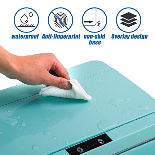 Plastic Kitchen Trash Can,13 Gallon Trash Can 50 Liter Automatic Touch Free High-Capacity Garbage Can with Lid for Bedroom Bathroom Home Office, Blue - color: BLUE