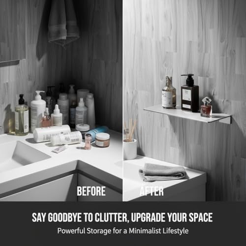 15.74 Inch Stainless Steel Floating Shelf Organiser Wall Mounted Bathroom Shelf Shower Caddy Brushed Nickel Finish Simple Style Kitchen Shelf - color: Brushed Nickel, size: 15.74 Inch