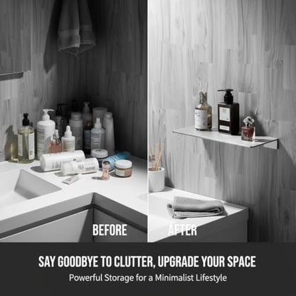 15.74 Inch Stainless Steel Floating Shelf Organiser Wall Mounted Bathroom Shelf Shower Caddy Brushed Nickel Finish Simple Style Kitchen Shelf - color: Brushed Nickel, size: 15.74 Inch