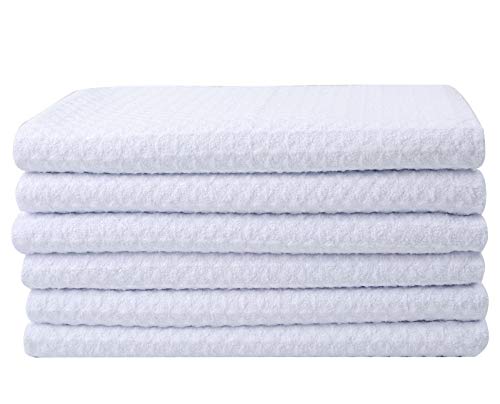 Microfiber Dish Towel Kitchen Sublimation Waffle DIY Towels 6 Pack | 16X24 Inch, White, Cleaning Cloth, Quick Drying, Decorative Hand Towel Set, Bathroom Cooking Baking - color: White X 6, size: 6 pack