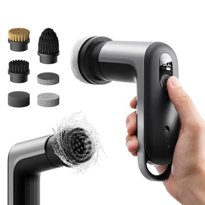 HOTO Grip™ Cordless Electric Spin Scrubber, IPX7 Waterproof, 6 Brush Heads | Lightweight at 0.65 lb, Powerful Cleaning Scrubber, for Bathroom, Kitchen, Tile, Shower