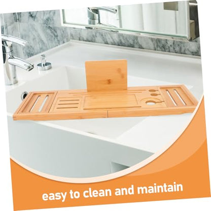 ABOOFAN 1pcs Expandable Bamboo Bathtub Tray Organizer for Soap and Shampoo Design for Bathtub Stylish and Stable Bathroom Accessory