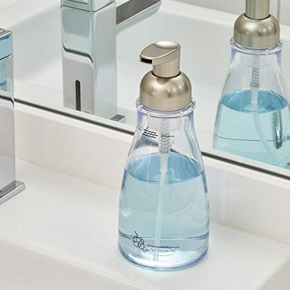 iDesign Foaming Soap Dispenser, Clear and Brushed Nickel | For Kitchen, Bathroom, Sink, Vanity - color: Clear/Brushed Nickel, style: Pack of 1