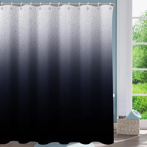 Black Ombre Diatomaceous Earth Shower Curtain Set, 72x72 Inch, Rustic Farmhouse Style for Bathroom - color: Diatomaceous Black, size: 72"W x 72"L (Pack of 1)