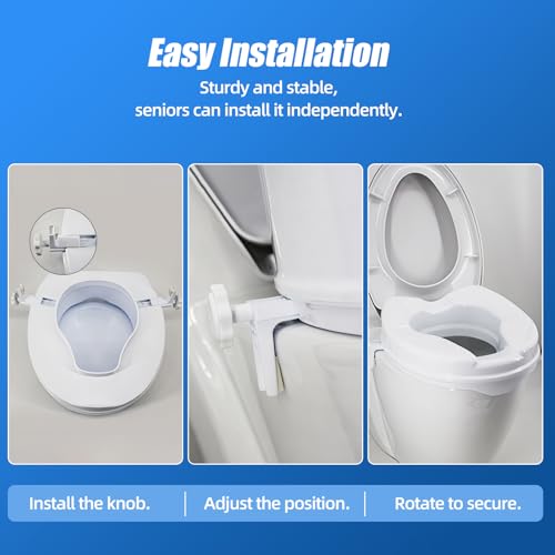 Raised Toilet Seat with Lid for Elderly, 4" High Toilet Seat for Elongated or Standard Commode, Raised Toilet Seat for Seniors, Handicap Toilet Seat Riser with Cover - size: 4"