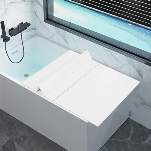 Bathtub Tray, 59x31.5in Foldable Bathtub Cover Bath Insulation Cover, PVC Dustproof Shutter Bath Lid Cover Fit Most Tubs, Can Hold Wine Glass, Books - color: White, size: 59x31.5in