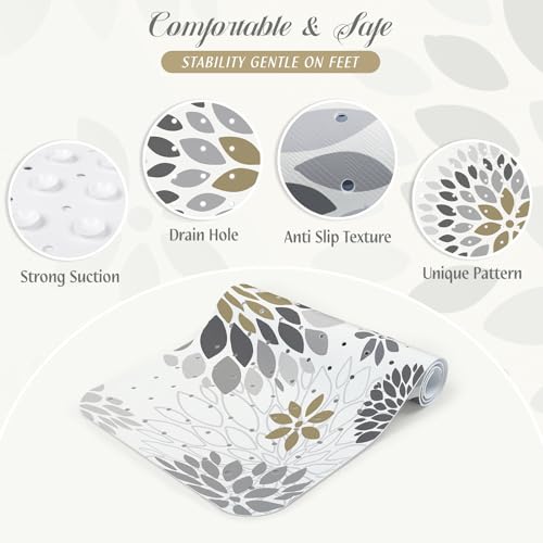 SHUCHING Boho Gray Bath Mat for Tub Non Slip-40x16 Inch, Sunflower | Bathtub Mat for Women Mold Free, Long Shower Mat for Inside Shower with Suction Cup, Machine Washable - color: Sunflower