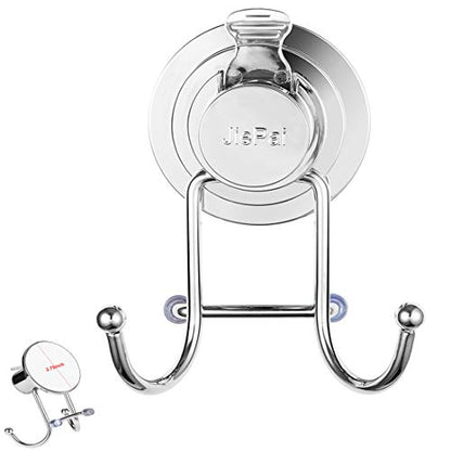 JiePai Suction Cup Towel Hooks, Shower Holder Organizer 2 Pack,Chrome | Vacuum Suction Cup,No-Drill Wall Mount, Towel Rack Organizer, For Kitchen, Bathrobe, Loofah - color: Suction Cup Towel Hook(2 Pack)-Chrome