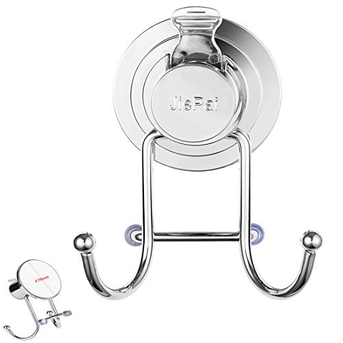 JiePai Suction Cup Towel Hooks, Shower Holder Organizer, Chrome,1 Pack | Vacuum Suction Cup,No-Drill Wall Mount, Towel Rack Organizer, For Kitchen, Bathrobe, Loofah - color: Suction Cup Towel Hook(1 Pack)-Chrome