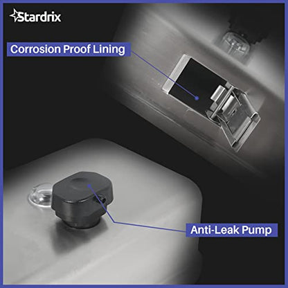 Stardrix Heavy Duty Stainless Steel Wall Mount Soap Dispenser, 1100ml/37oz, with Corrosion Proof Lining and Anti-Leak Pump for Commercial & Home Bathroom Kitchen (Horizontal) - size: Horizontal