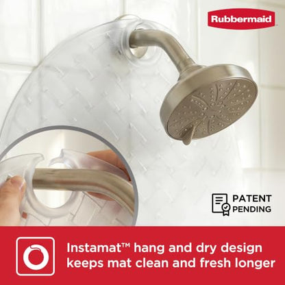 Rubbermaid INSTAMAT Bath Tub Shower Mat, Non-Slip Tub Mat with Suction Cups, Bath Mat Hangs on Showerhead for Quick Dry, 27.2 x 15.2 Inch, BPA-Free, Easy to Clean, for Inside Tub or Shower, Clear - color: Clear
