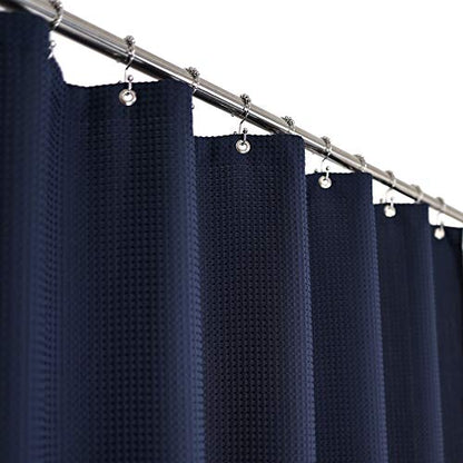 Barossa Design Waffle Weave Stall Shower Curtain Fabric 36 x 72 Inch, Navy | Hotel Luxury Spa, 230 GSM Thick Fabric, Water Repellent, Machine Washable, 36W x 72H for Bathroom Stall - color: Navy Blue, size: 36"W x 72"L (Pack of 1)