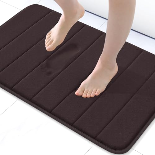 Buganda Memory Foam Bath Mat 24 x 16, Ultra Soft Absorbent Bathroom Rugs | Brown, Machine Washable Quick Dry Bath Mats for Bathroom Floor, Shower and Tub, Home Decor Accessories - color: Brown, size: 24" X 16"