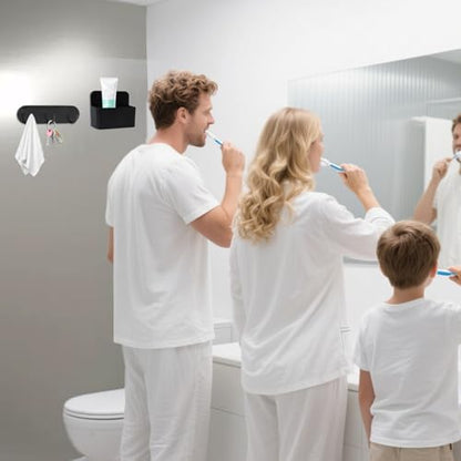 Magnetic Wall-Mounted Toothbrush Holder with Magnetic Hooks for Cruise ，Cruise Ship Essentials 2025- No Drilling Needed for Royal Caribbean & Alaska Cruise Ships, Caribbean Royal Must-Haves(Black) - color: Black
